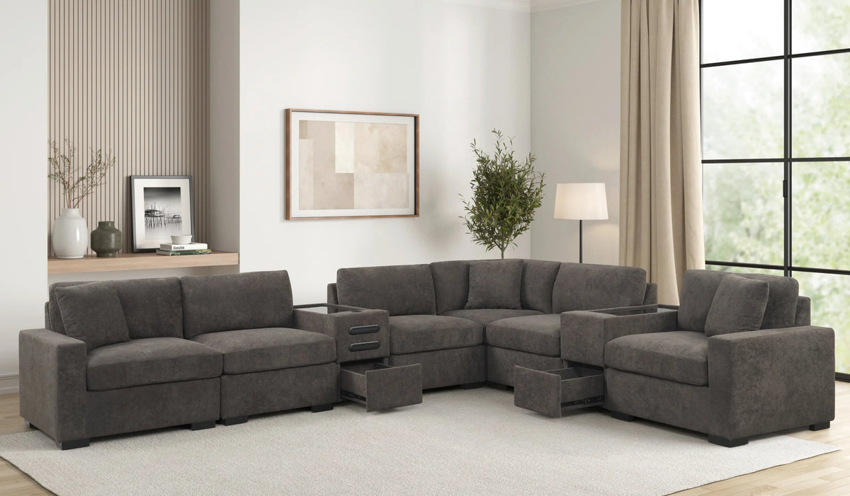 Barista Chocolate 8-Piece Performance Fabric Modular Sectional Set