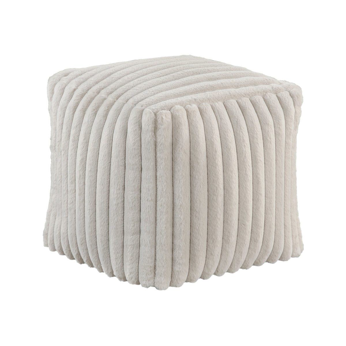 Easley Off-White Corduroy Pouf