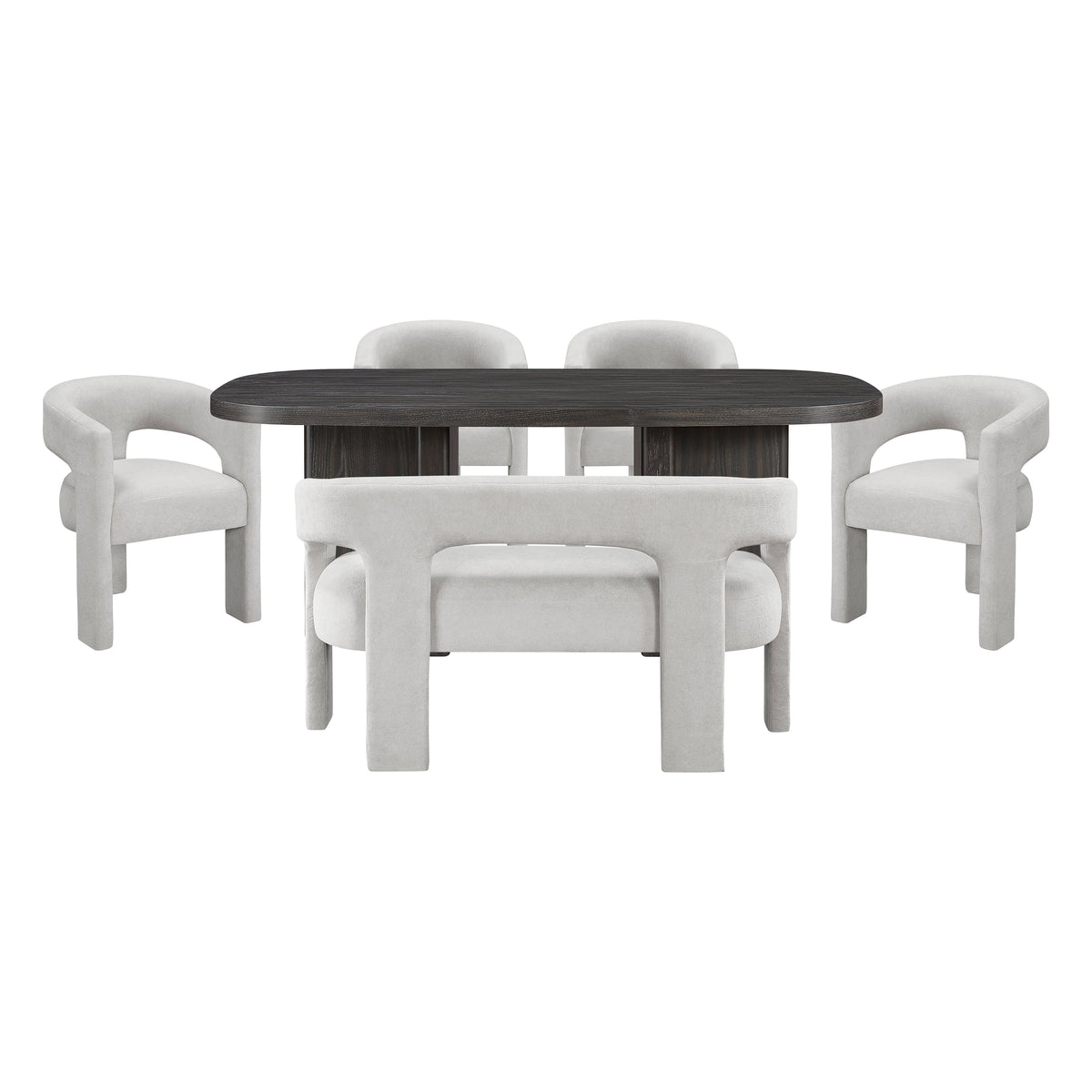 Marais Ebony/Light Gray Boucle 6-Piece 82" Dining Set