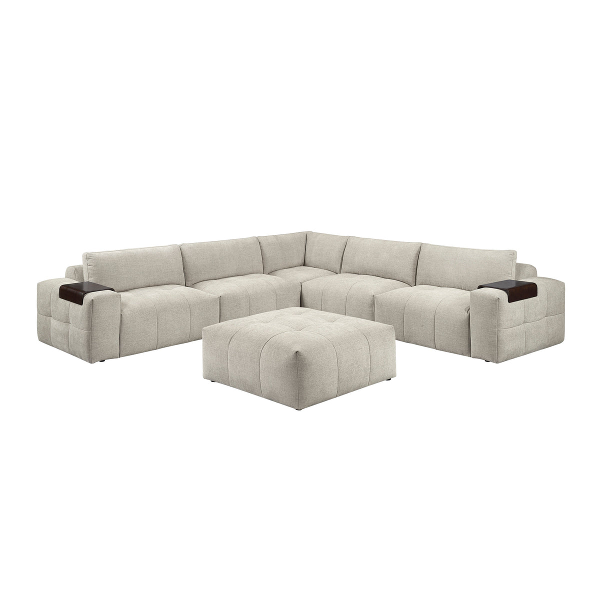 Tidal Taupe 6-Piece Modular Sectional with Ottoman
