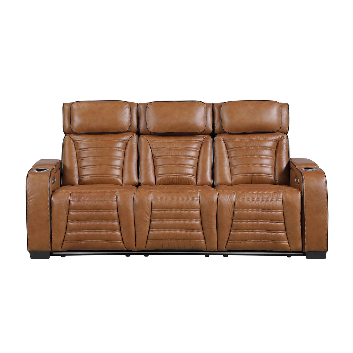Cyber Brown Power Double Reclining Sofa with Center Console
