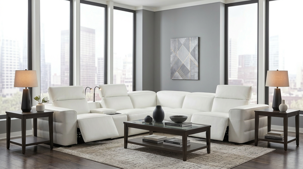 Holly White Power Reclining Corner Sectional