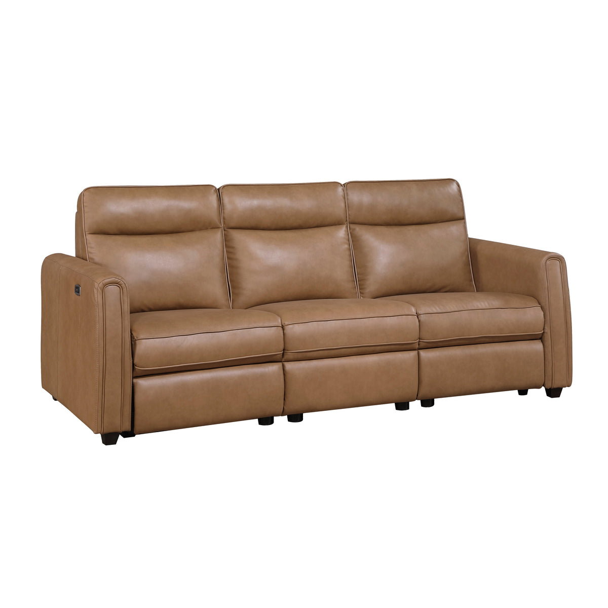 Equinox Brown Power Double Reclining Sofa with Rounded Track Arms