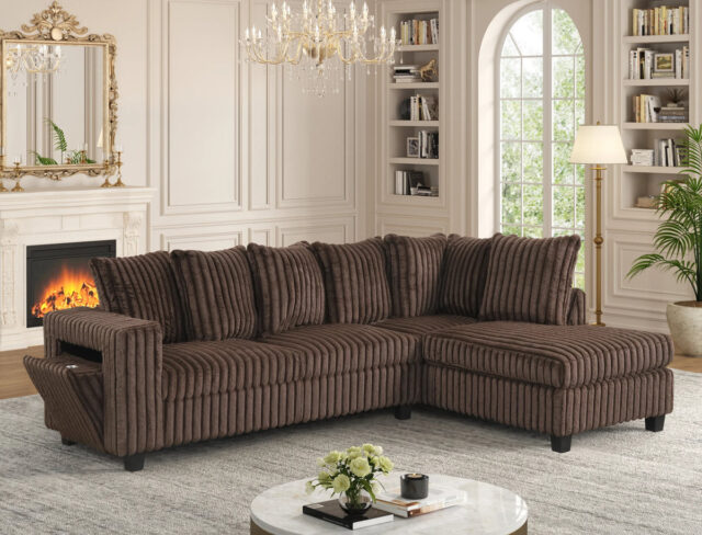 Rene Chocolate RAF Reversible Sectional
