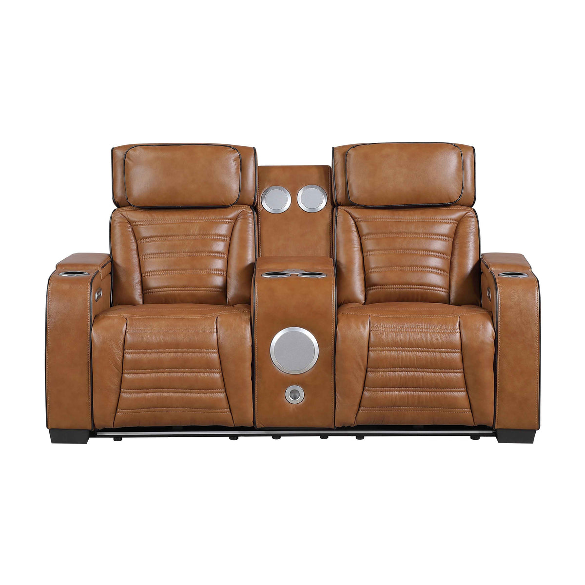 Cyber Brown Power Double Reclining Loveseat with Center Console