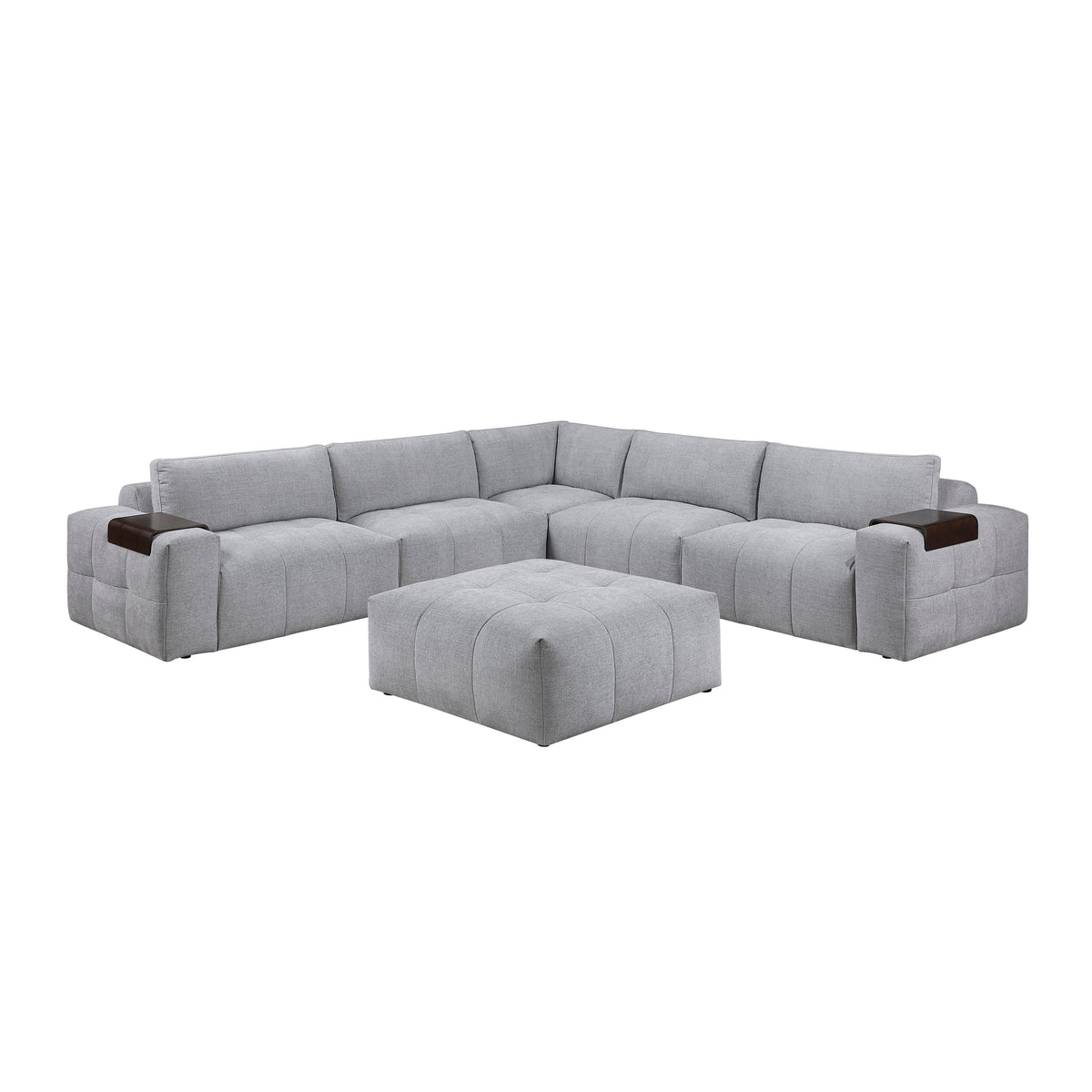 Tidal Gray 6-Piece Modular Sectional with Ottoman