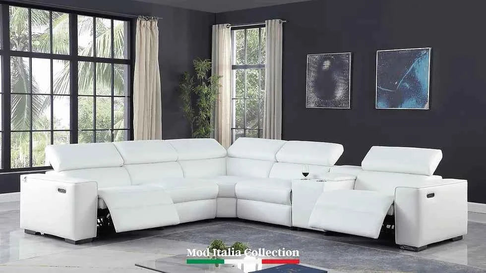 Picasso White 6 Piece 2 Power Sectional Sectional