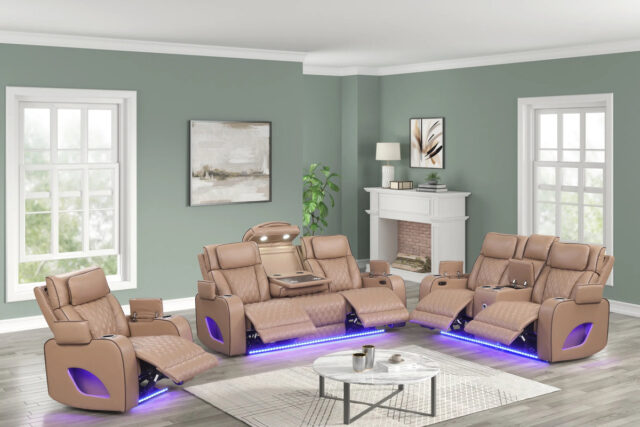 Rivera Saddle Leather 3-Piece Power Reclining Living Room Set