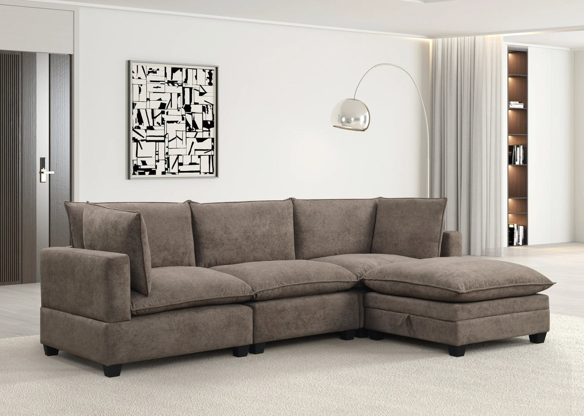 Cloud Mocha Modular Performance Fabric Sectional