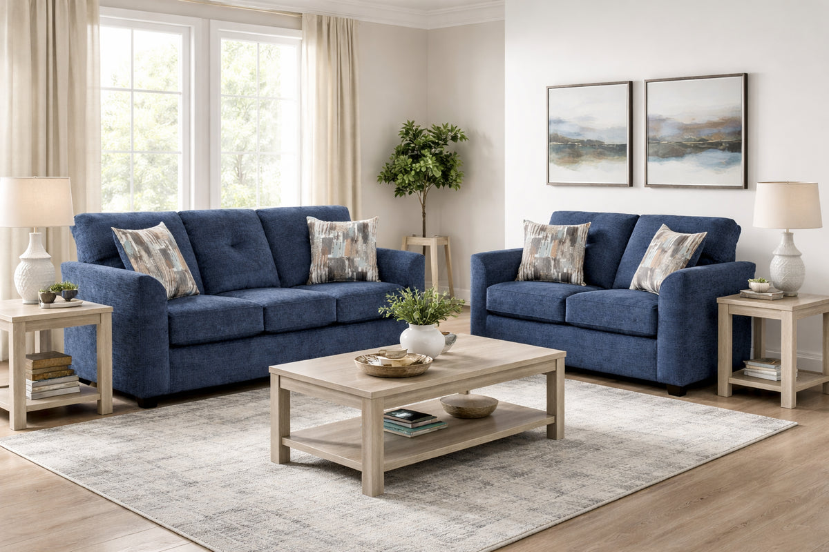Washington Navy Sofa & Loveseat Set