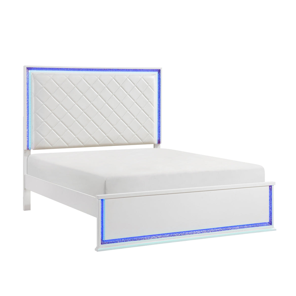 Lumin Pearl White LED Panel California King Bed