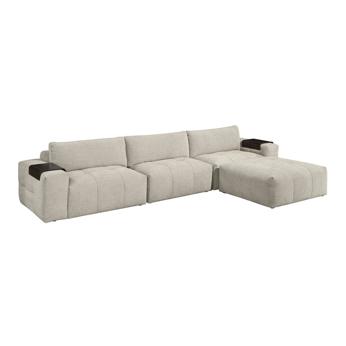 Tidal Taupe 4-Piece Modular Sectional with Ottoman