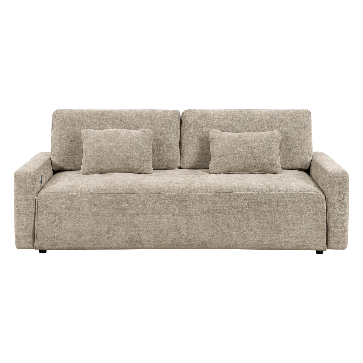 Cumulus Taupe Convertible Queen Sleeper Sofa with Charging Ports