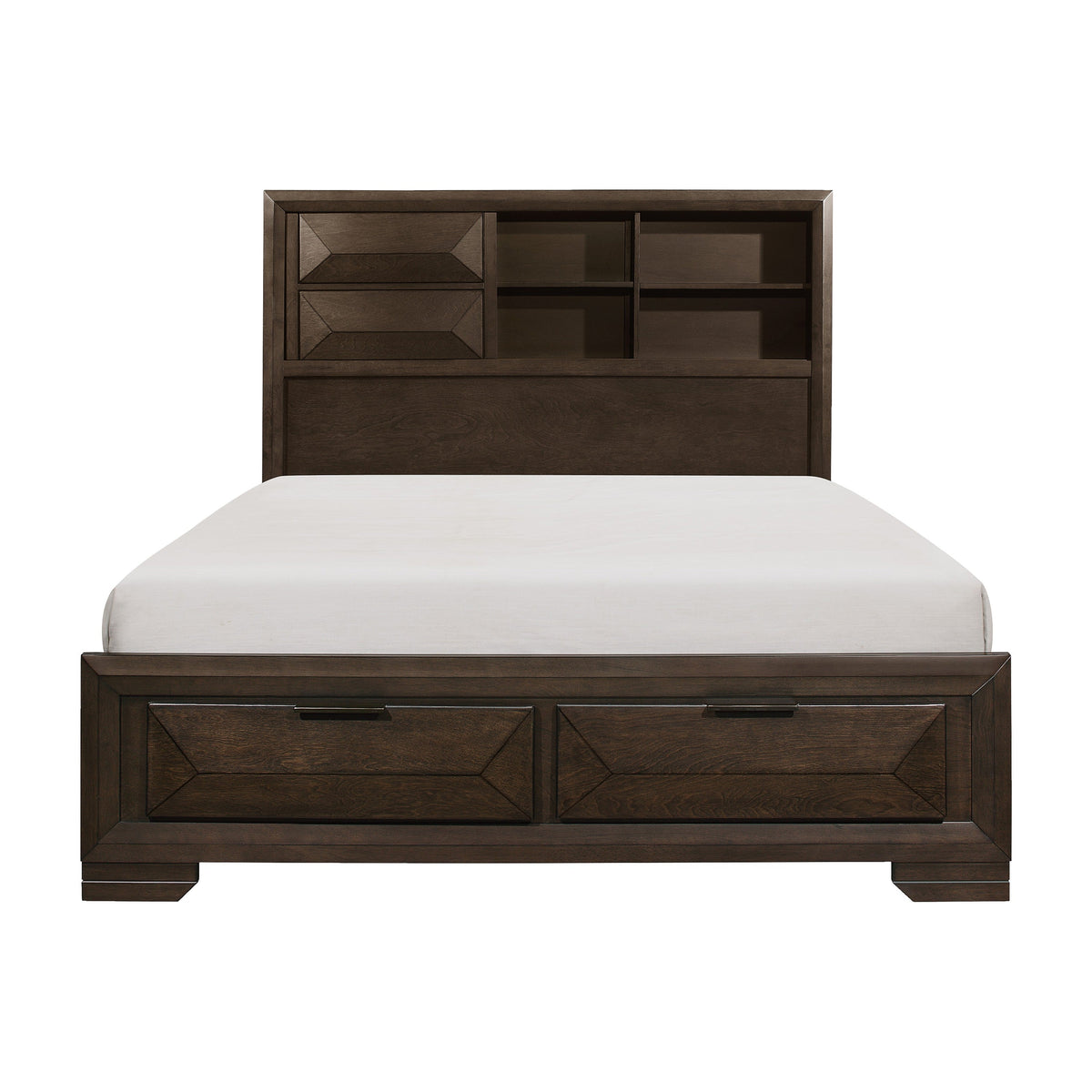 Chesky Warm Espresso California King Bookcase Storage Platform Bed