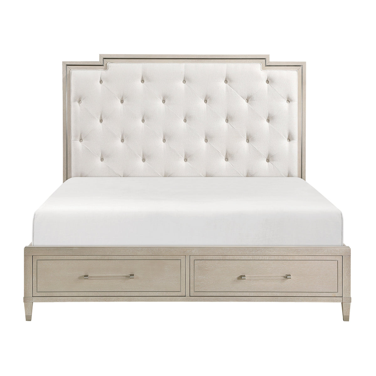 Genoa Light Oak California King Platform Bed with Footboard Storage