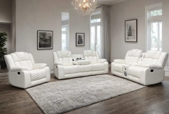 Ace White 3-Piece Reclining Living Room Set