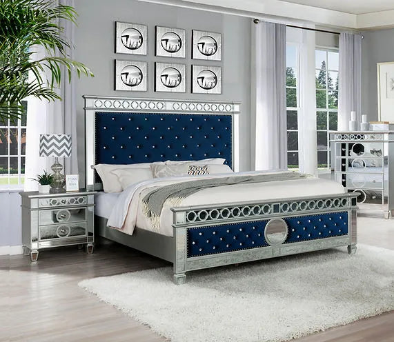 Bella Blue Velvet King Bed
