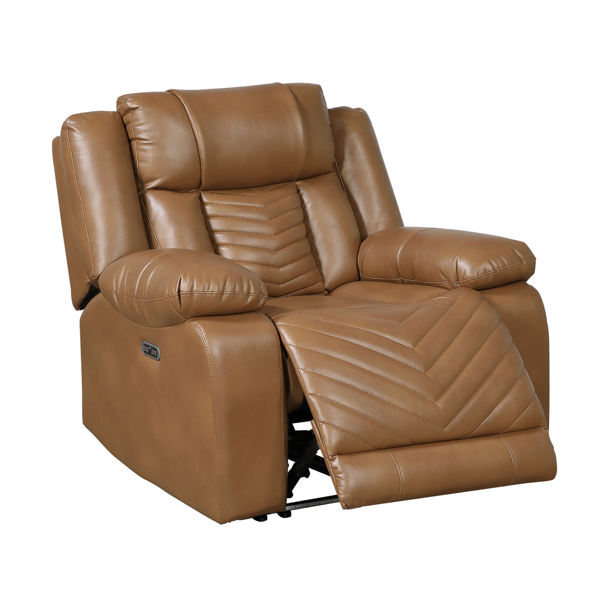 Huron Brown Power Reclining Chair with LED and Charging Ports