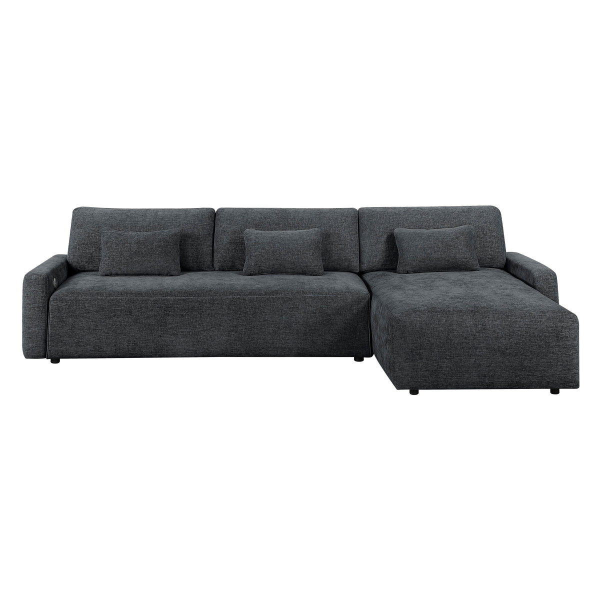 Cumulus Dark Gray 2-Piece Right Side Chaise Sectional with Convertible Queen Sleeper