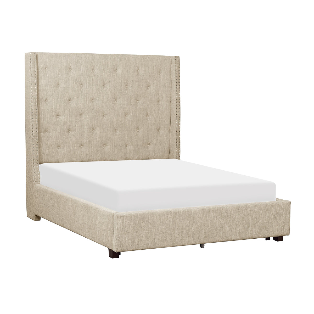 Fairborn Beige California King Upholstered Platform Bed