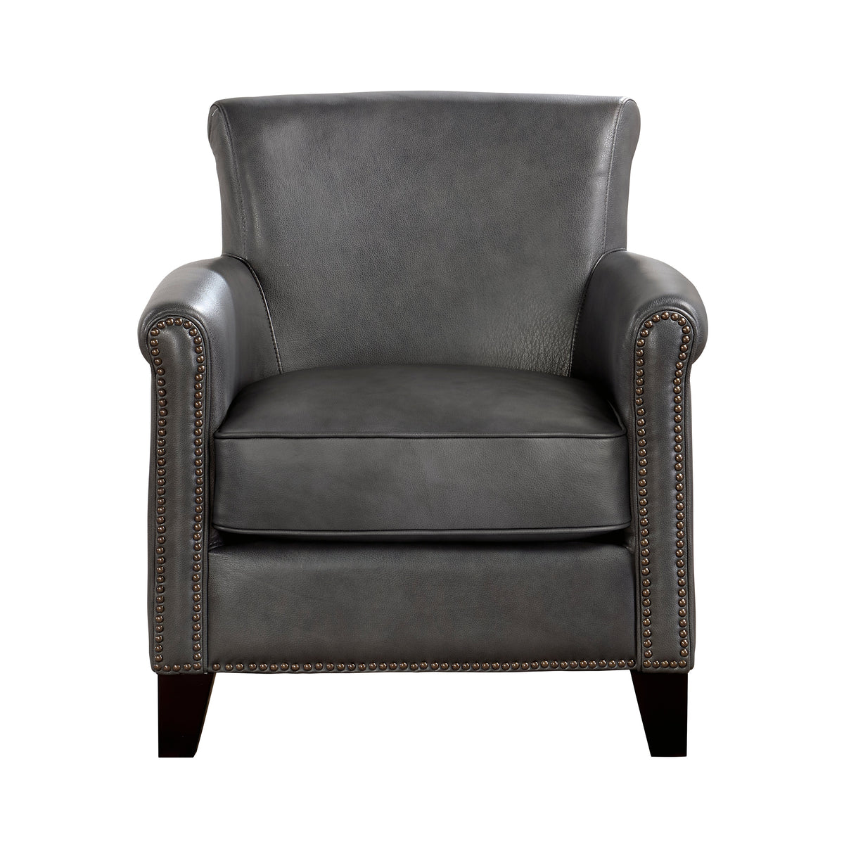 Braintree Gray Top-Grain Leather Accent Chair