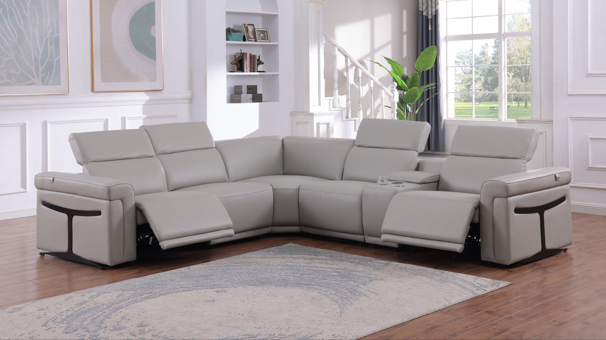 Lucca (L.T. Grey) 6-Piece Italian Power Reclining Sectional