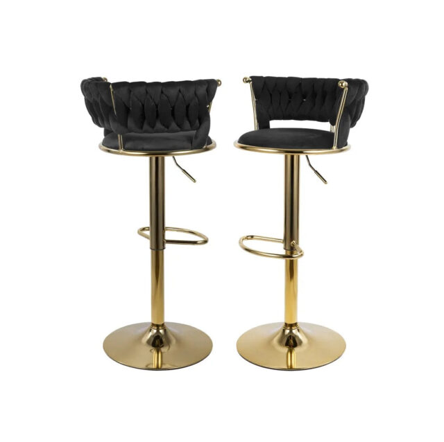 Elora Black Adjustable Barstool (Set of 2)