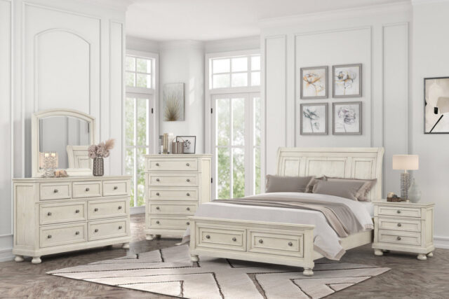 Magnolia Beige 4-piece Queen Platform Bedroom Set