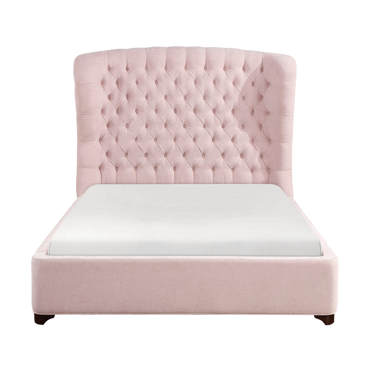 Cameo Pink California King Upholstered Wingback Bed