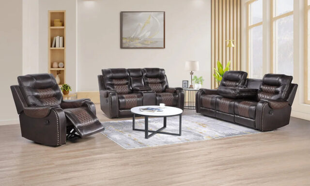 Phoenix II Brown Reclining Living Room Set