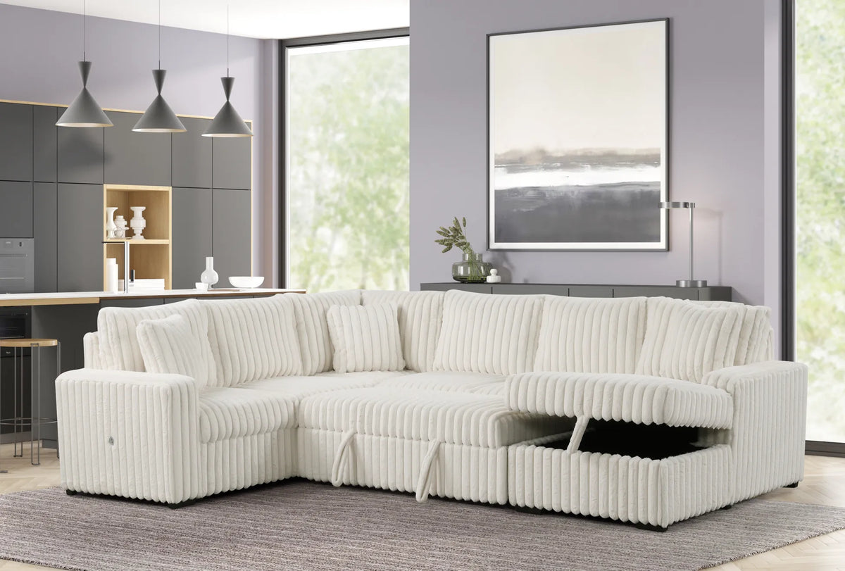 Raha II White Storage Sectional