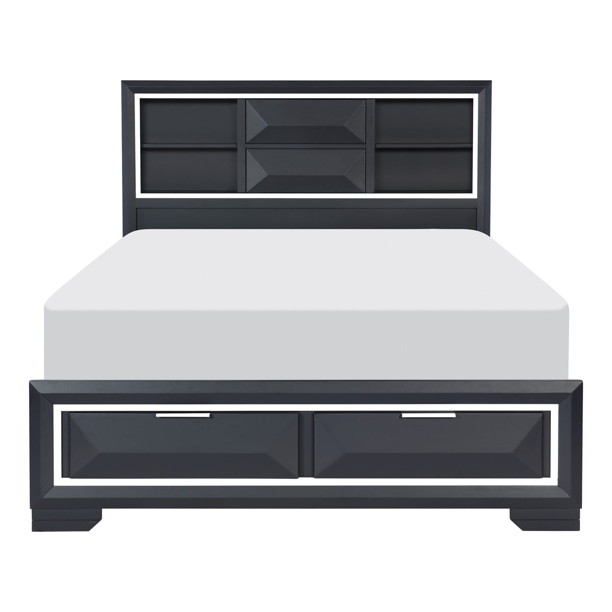 Rosemont Midnight Blue California King Platform Bed with Footboard Storage