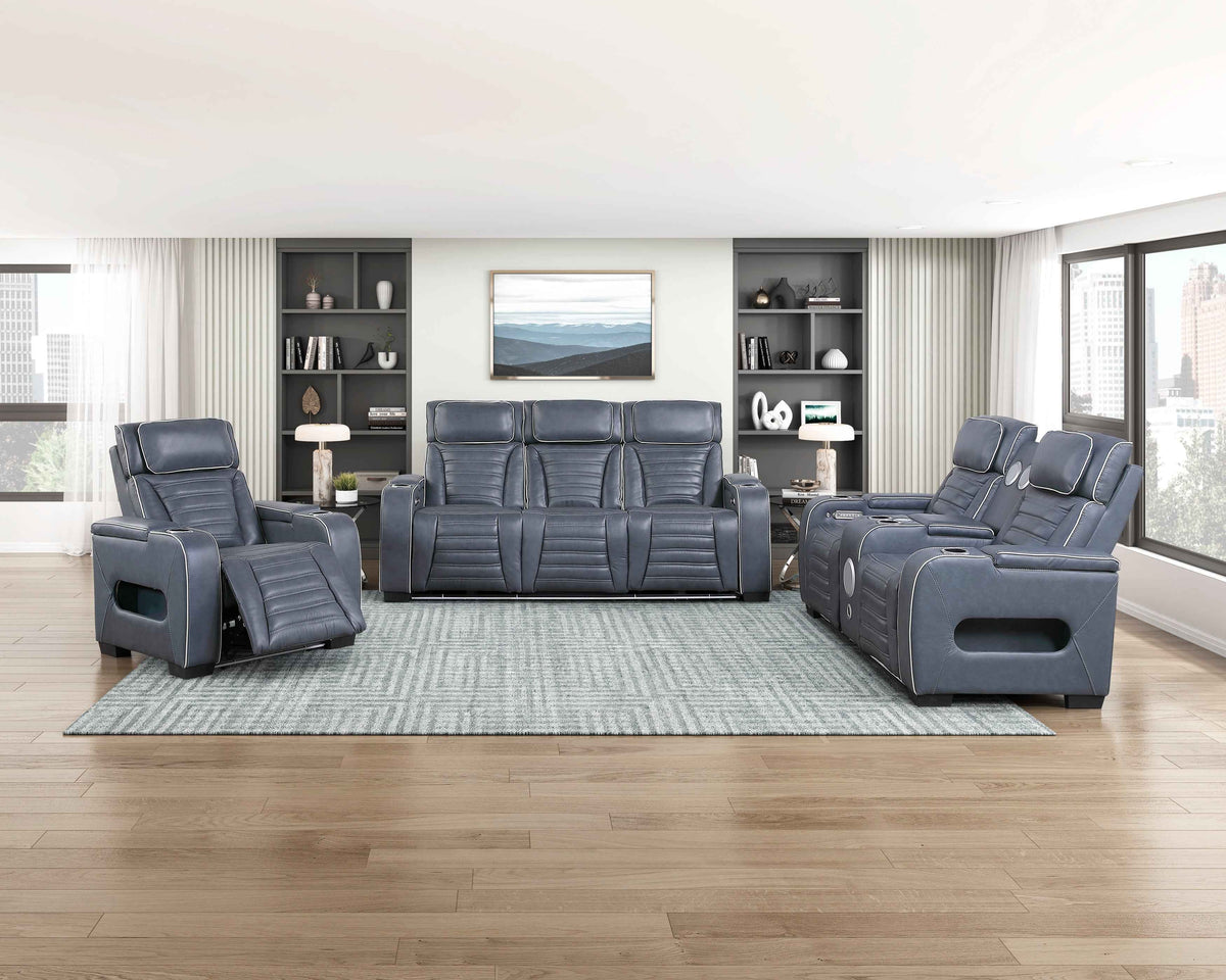 Cyber Blue 3-Piece Power Reclining Living Room Set