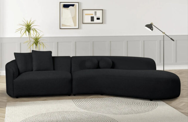 Mia Black Fabric Sectional