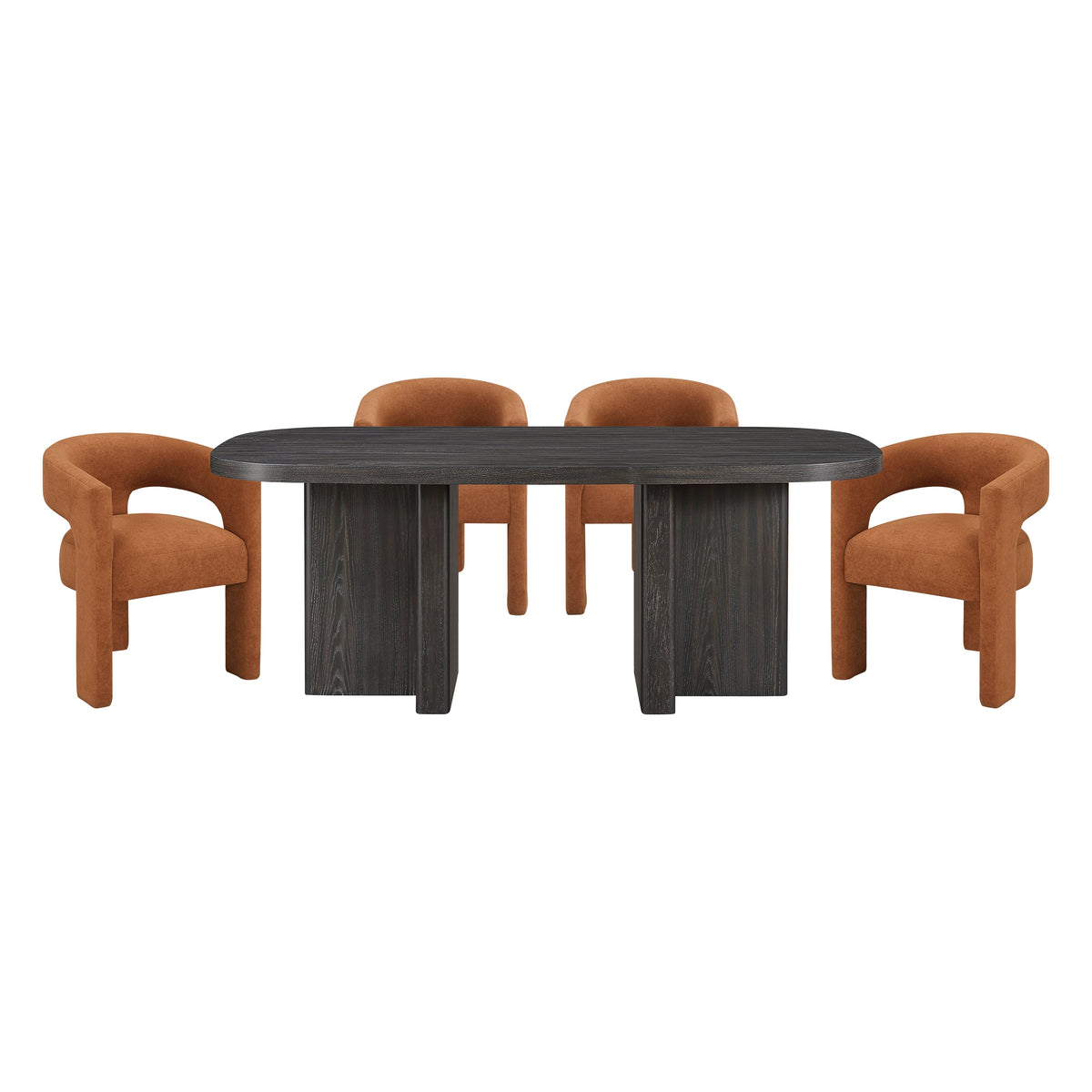 Marais Ebony/Orange Boucle 5-Piece 82" Dining Set