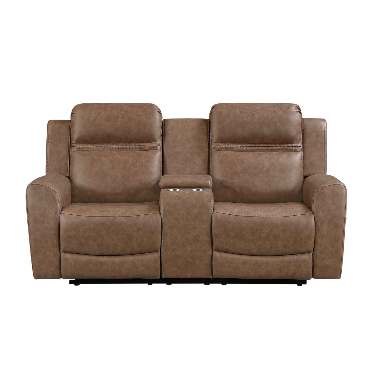 Hearth Brown Double Reclining Loveseat with Center Console