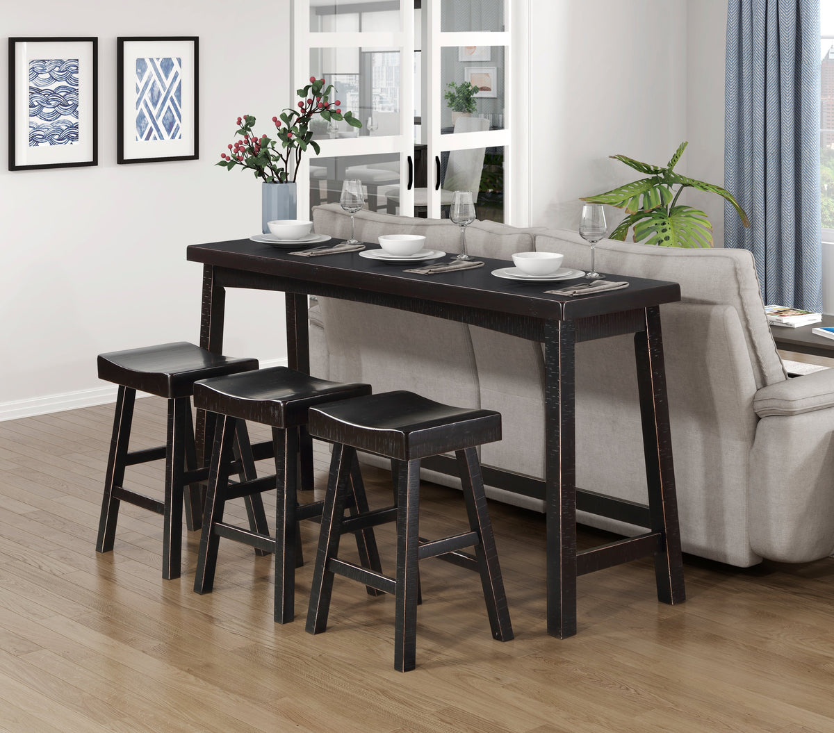 Caspian Black 4-Piece Counter Height Set