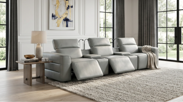 Diamante Grey 5-Piece 3 Power Recliner Row