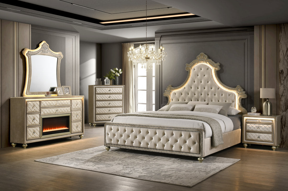 Majesty Beige Queen 4-piece Platform Bedroom Set