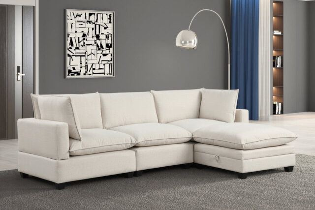 Cloud Beige Performance Fabric Modular Sectional