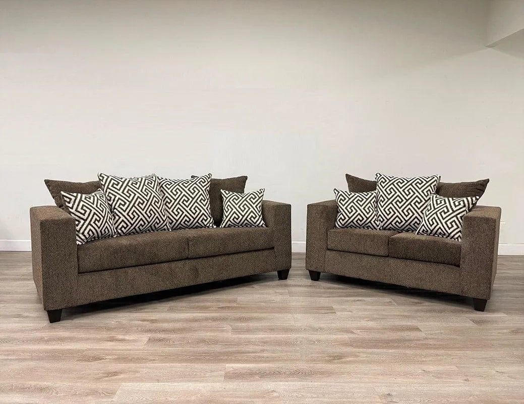 Monroe Mocha Sofa and Loveseat