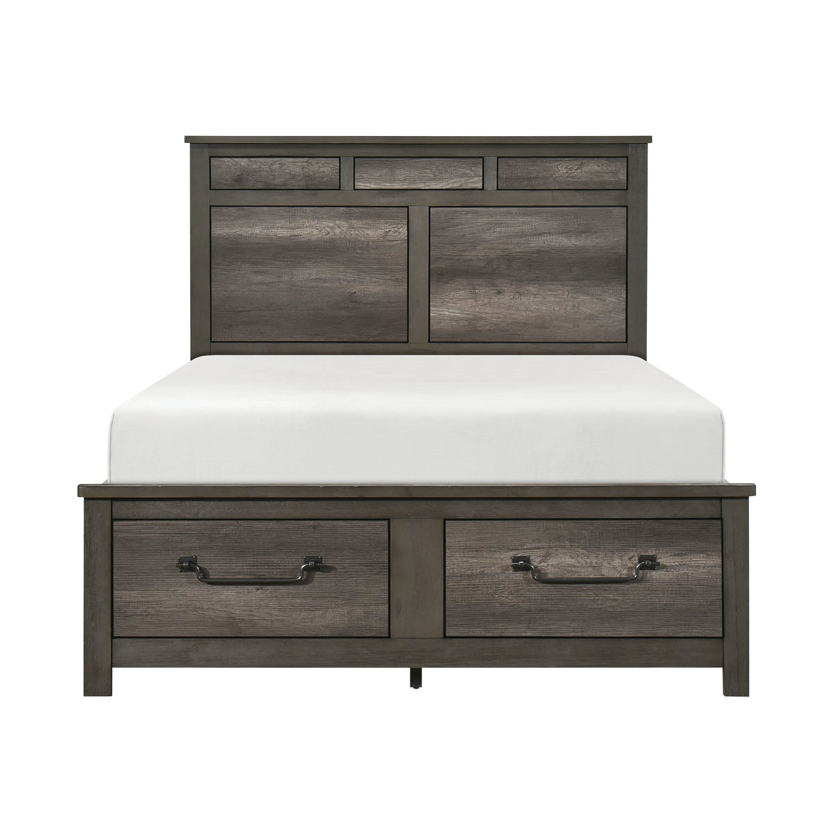 Lenior Gray California King Platform Bed with Footboard Storage