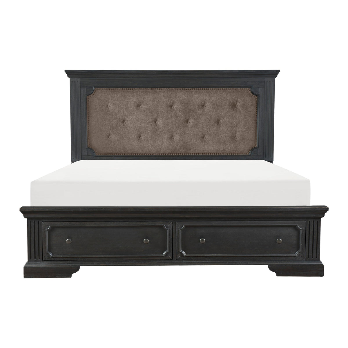 Bolingbrook Wire-Brushed Charcoal California King Platform Bed with Footboard Storage