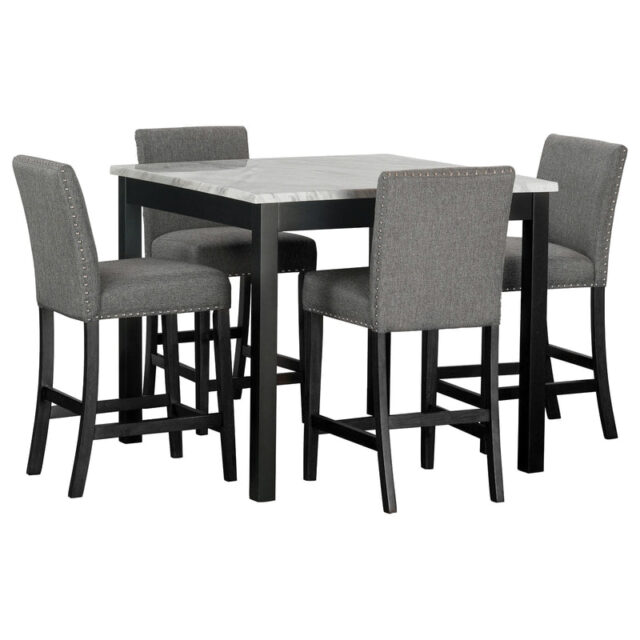 Dior Black/Gray Pub 5-Piece Dining Room Set