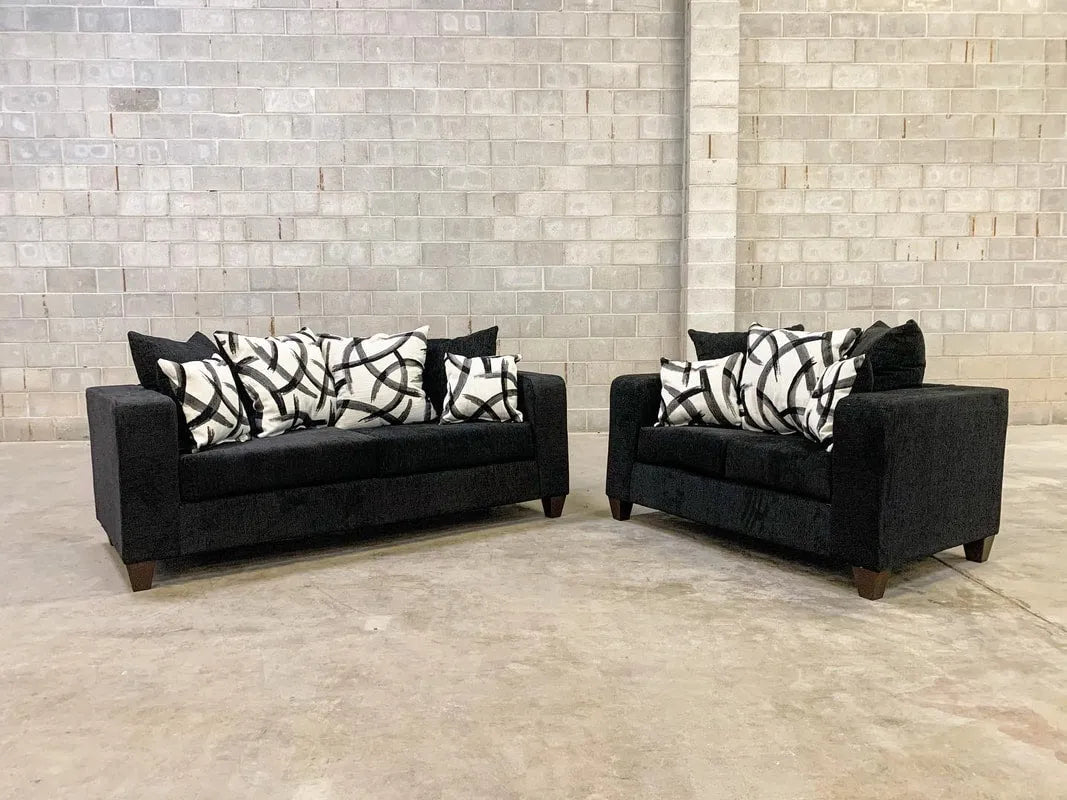 Monroe Black Sofa & Loveseat