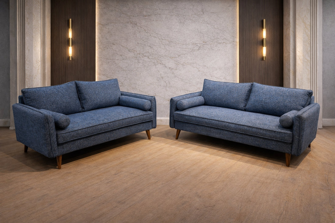 Vanti Blue 2-Piece Sofa and Loveseat