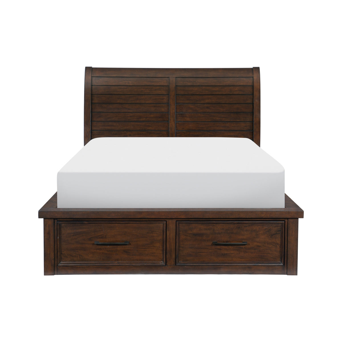 Logandale Brown California King Platform Bed with Storage Footboard and Side Rails