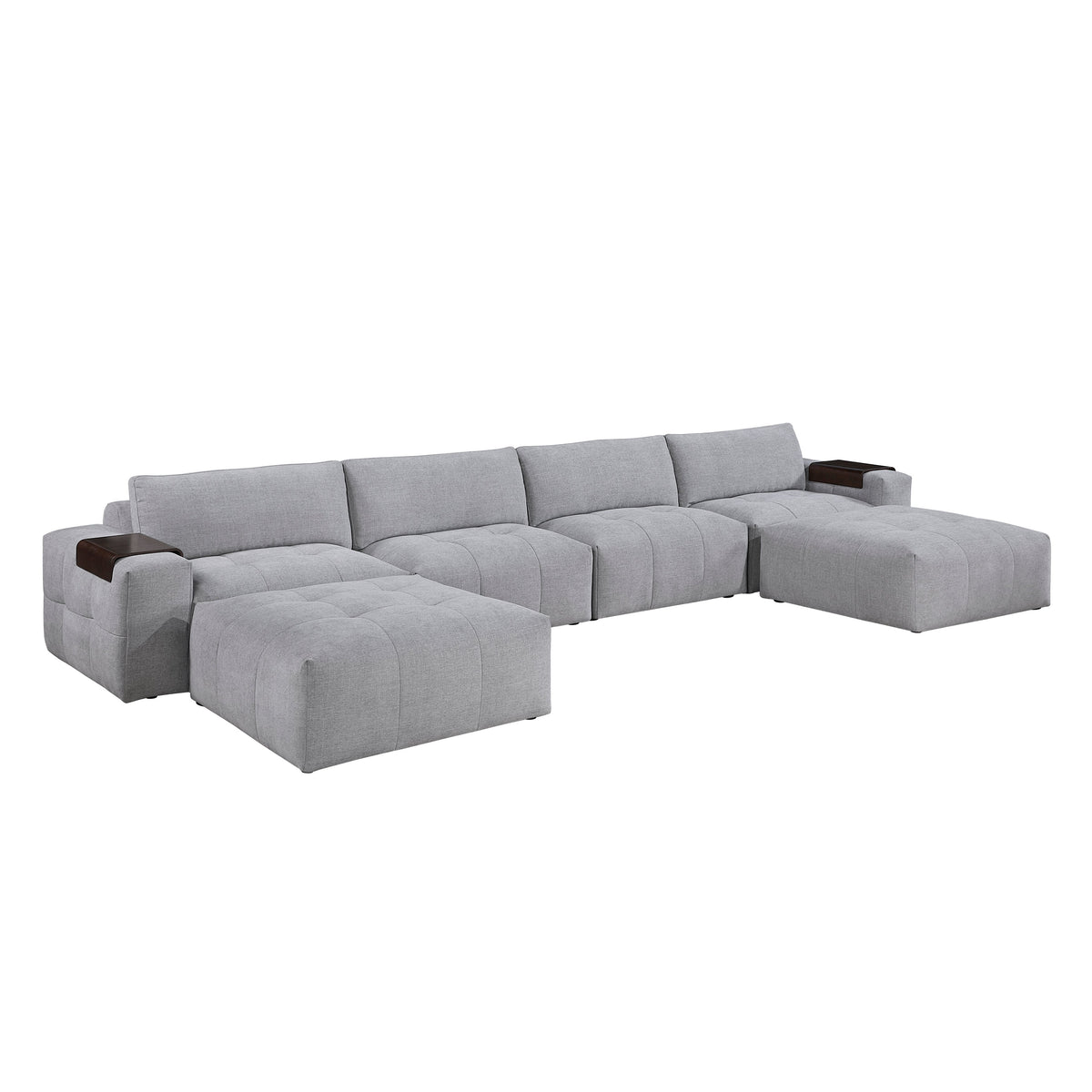 Tidal Gray 6-Piece Modular Sectional with Two Ottomans