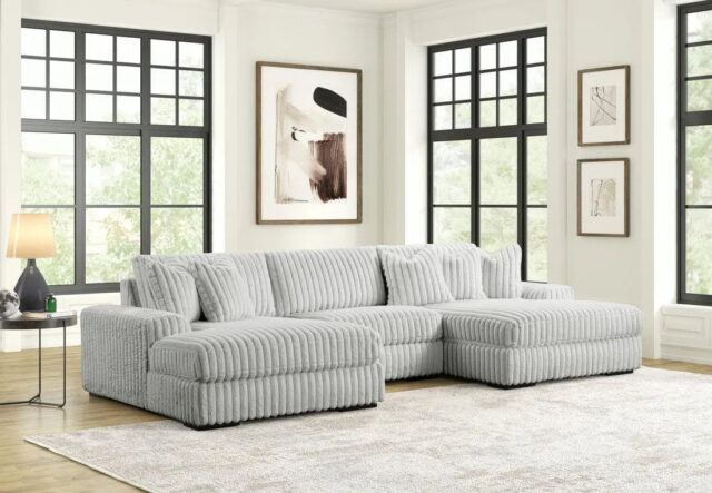 XL Sunday Gray 3-Piece Double Chaise Sectional