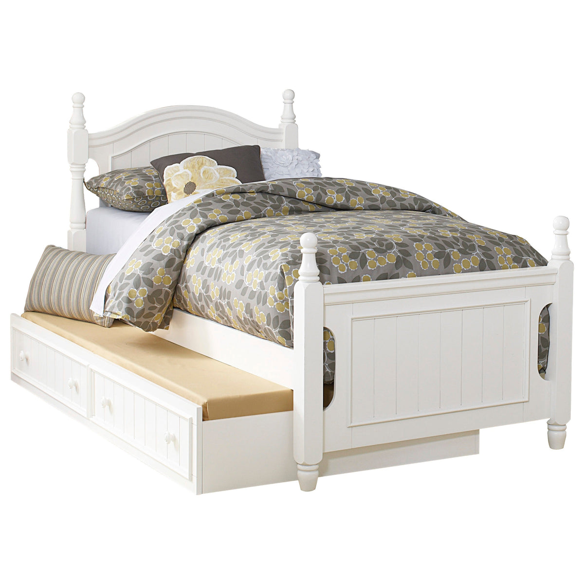 Clementine White Twin Platform Bed with Twin Trundle